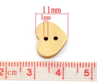 Wooden Heart Shape Button 12mm Mini Unfinished wooden button