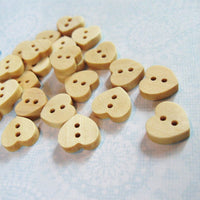 Wooden Heart Shape Button 12mm Mini Unfinished wooden button