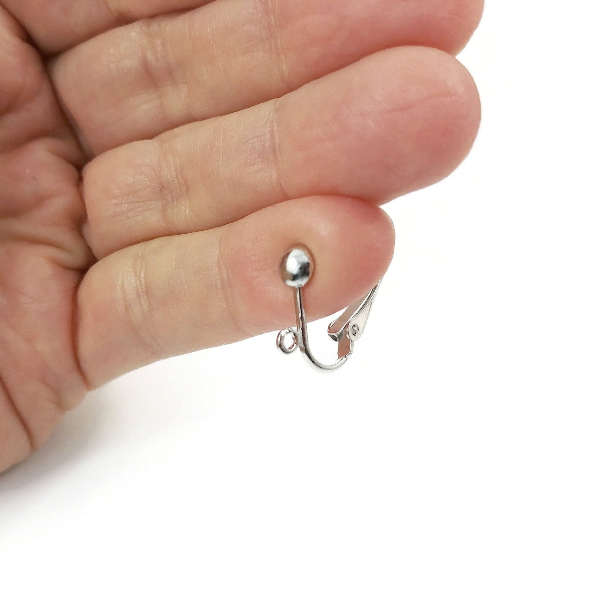 Ball clip on earring findings with loop, Hypoallergenic nickel free jewelry making supplies