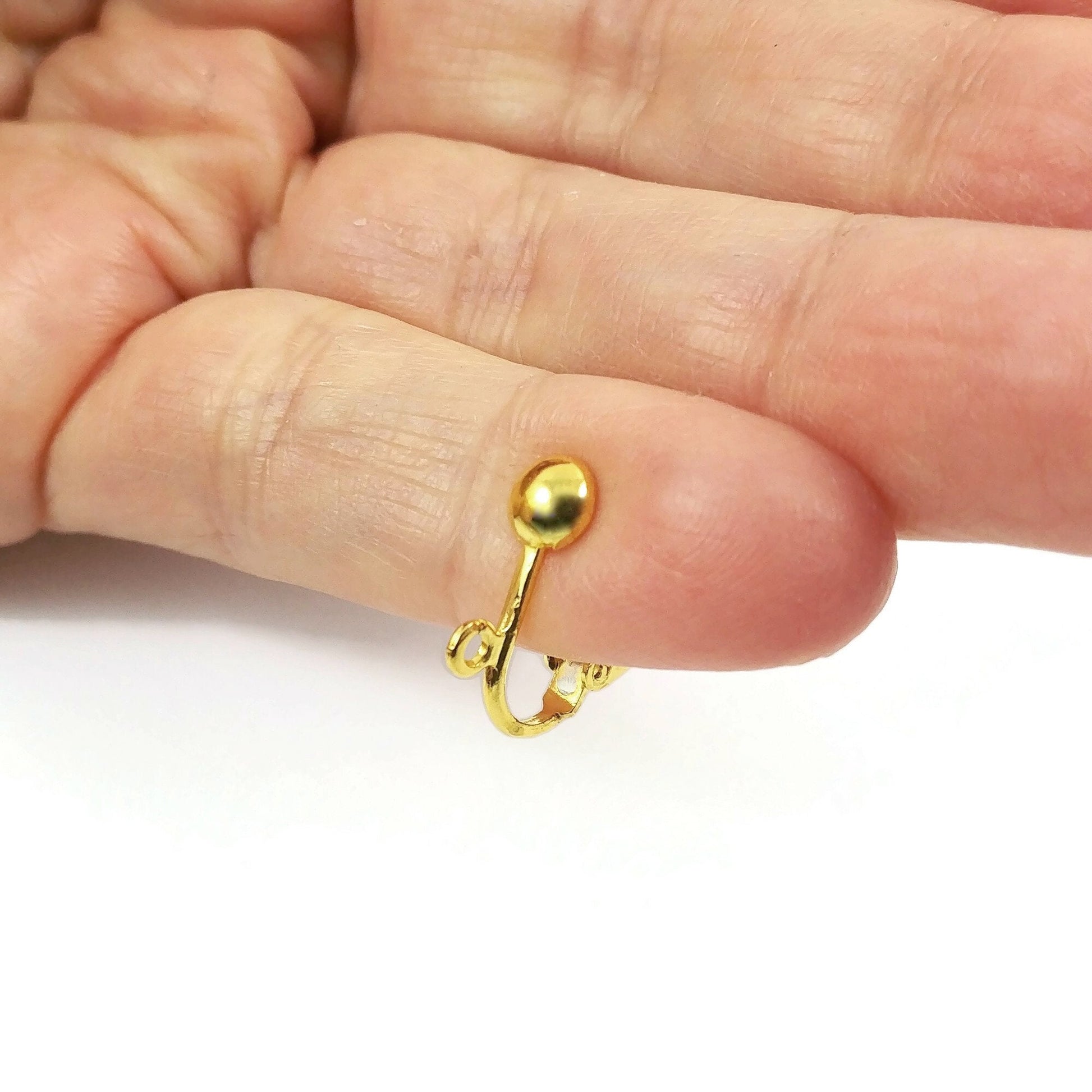 Ball clip on earring findings with loop, Hypoallergenic nickel free jewelry making supplies