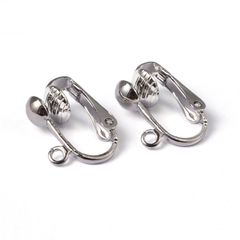 Ball clip on earring findings with loop, Hypoallergenic nickel free jewelry making supplies