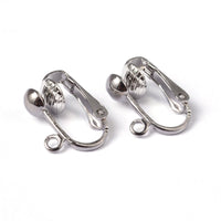 Ball clip on earring findings with loop, Hypoallergenic nickel free jewelry making supplies