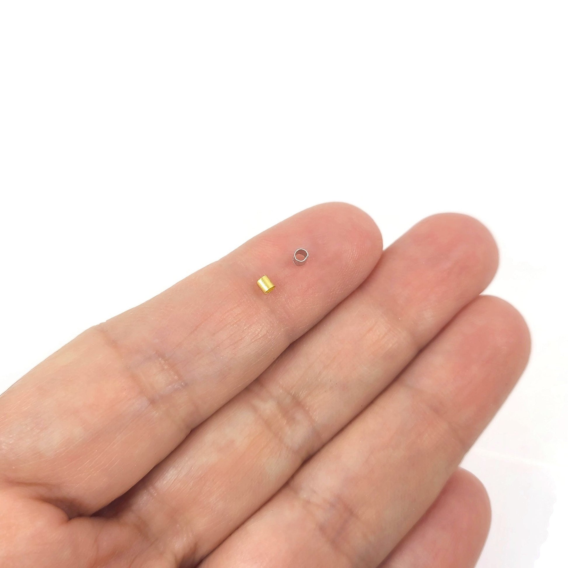 2mm gold crimp tube beads - Nickel, lead, and cadmium free - Hypoallergenic jewelry making findings