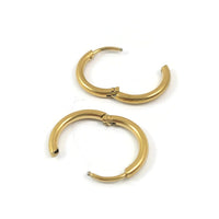 Gold stainless steel earring hoops, Hypoallergenic earring findings, Gold plated huggie hoops, 4 sizes available