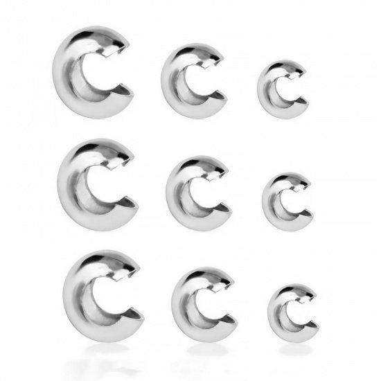 Crimp cover beads - Tarnish free stainless steel - Hypoallergenic jewelry making findings - Cord ends