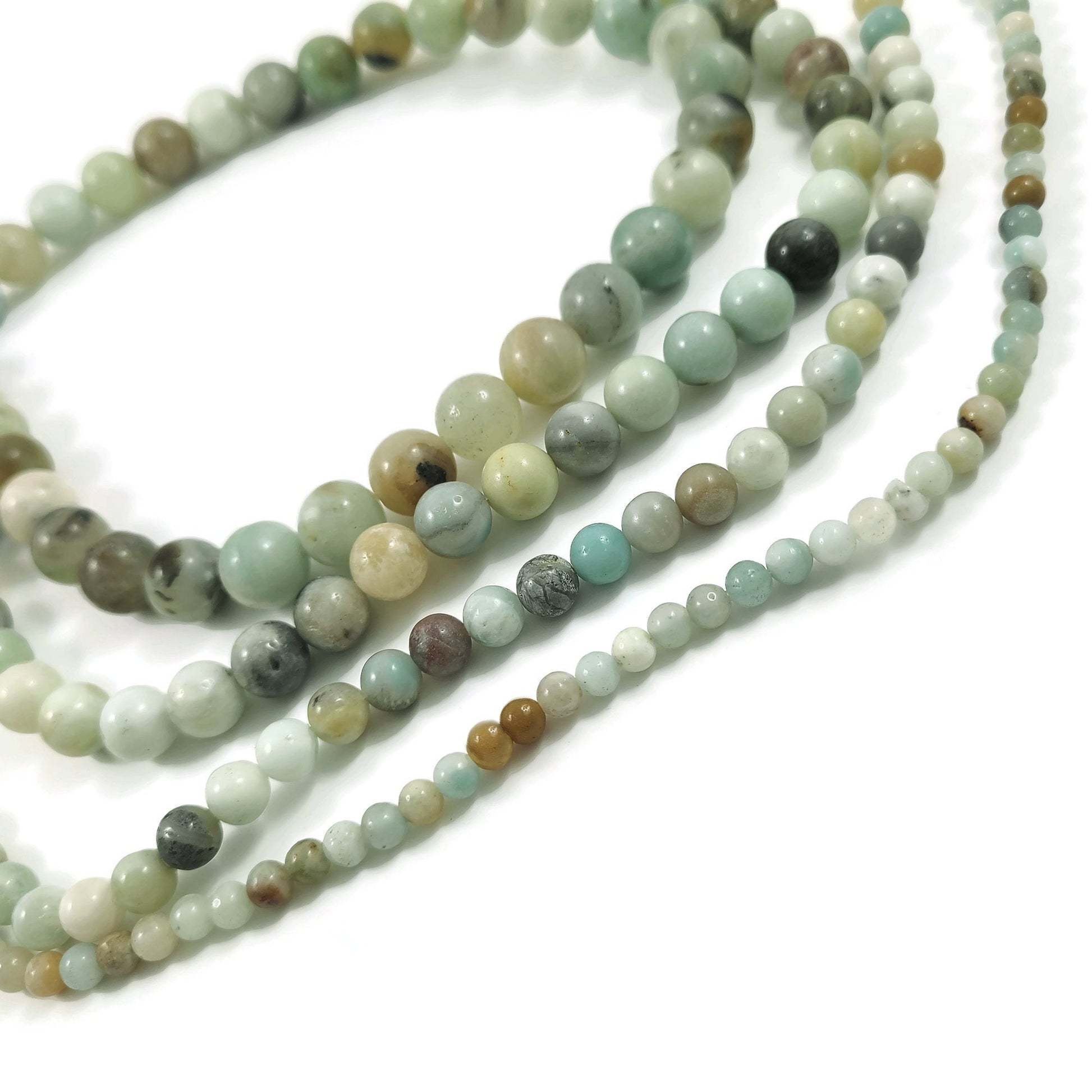 Amazonite round beads 4mm, 6mm, 8mm, 10mm, Polished gemstone beads, Full strand for jewelry making