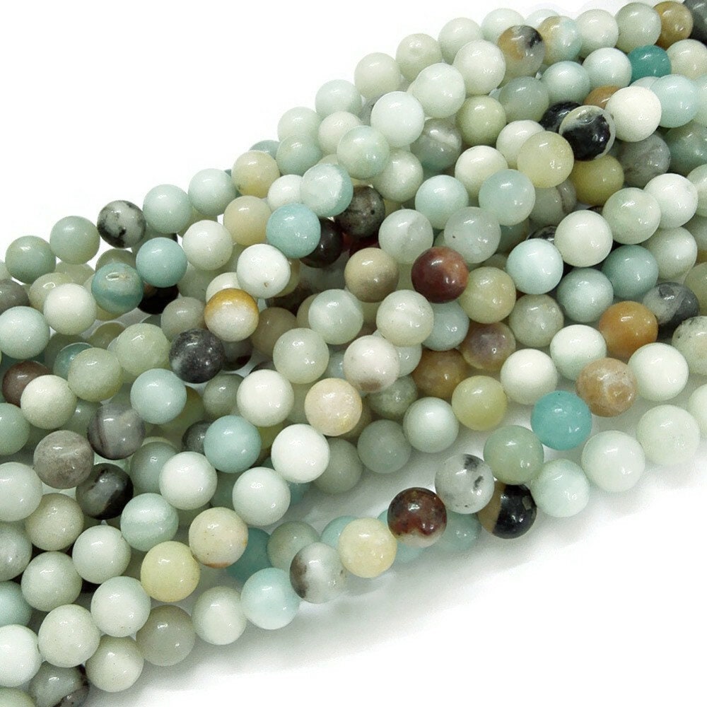 Amazonite round beads 4mm, 6mm, 8mm, 10mm, Polished gemstone beads, Full strand for jewelry making