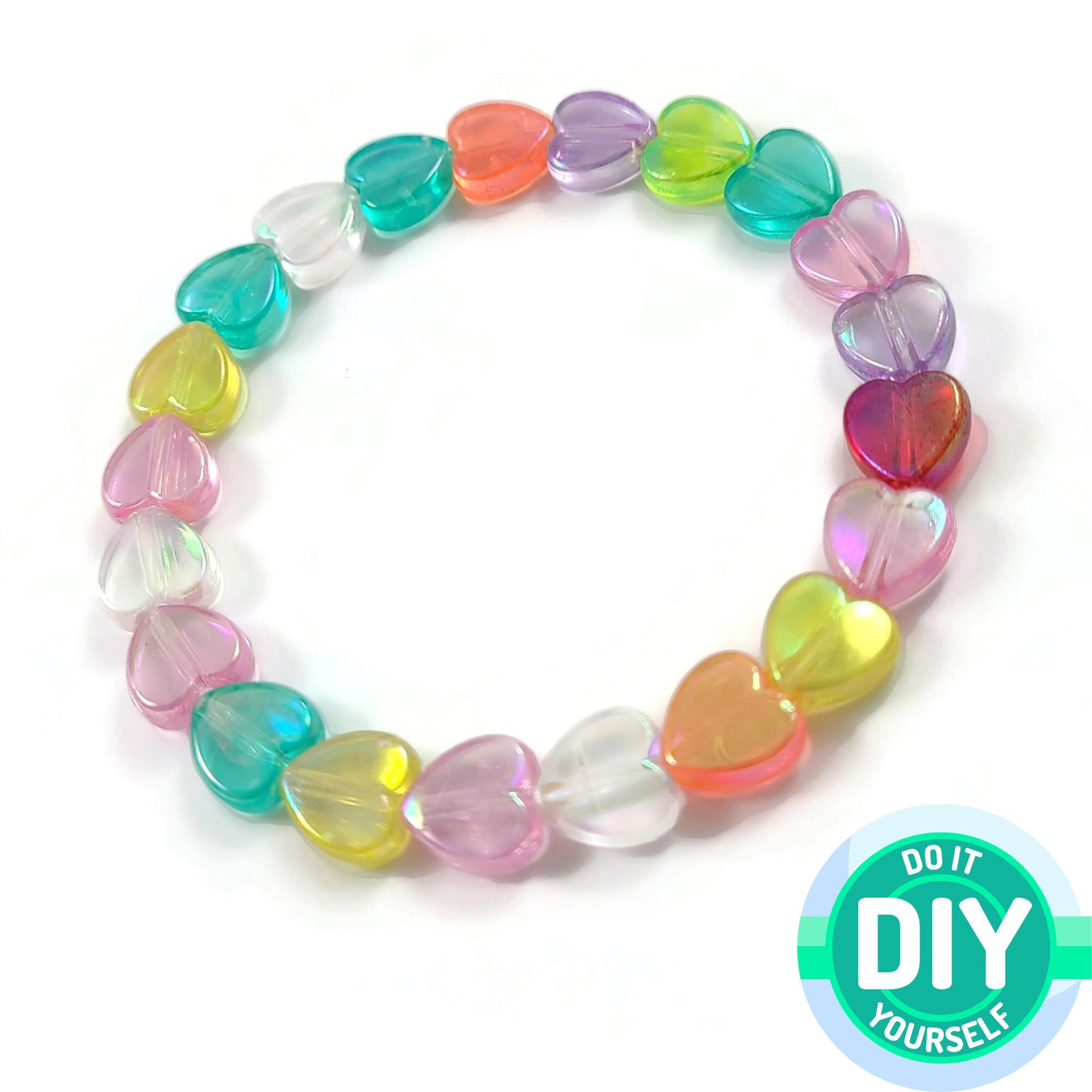 25 mixed transparent pearly heart beads, Assorted 8mm acrylic beads for jewelry making