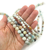 Amazonite round beads 4mm, 6mm, 8mm, 10mm, Polished gemstone beads, Full strand for jewelry making