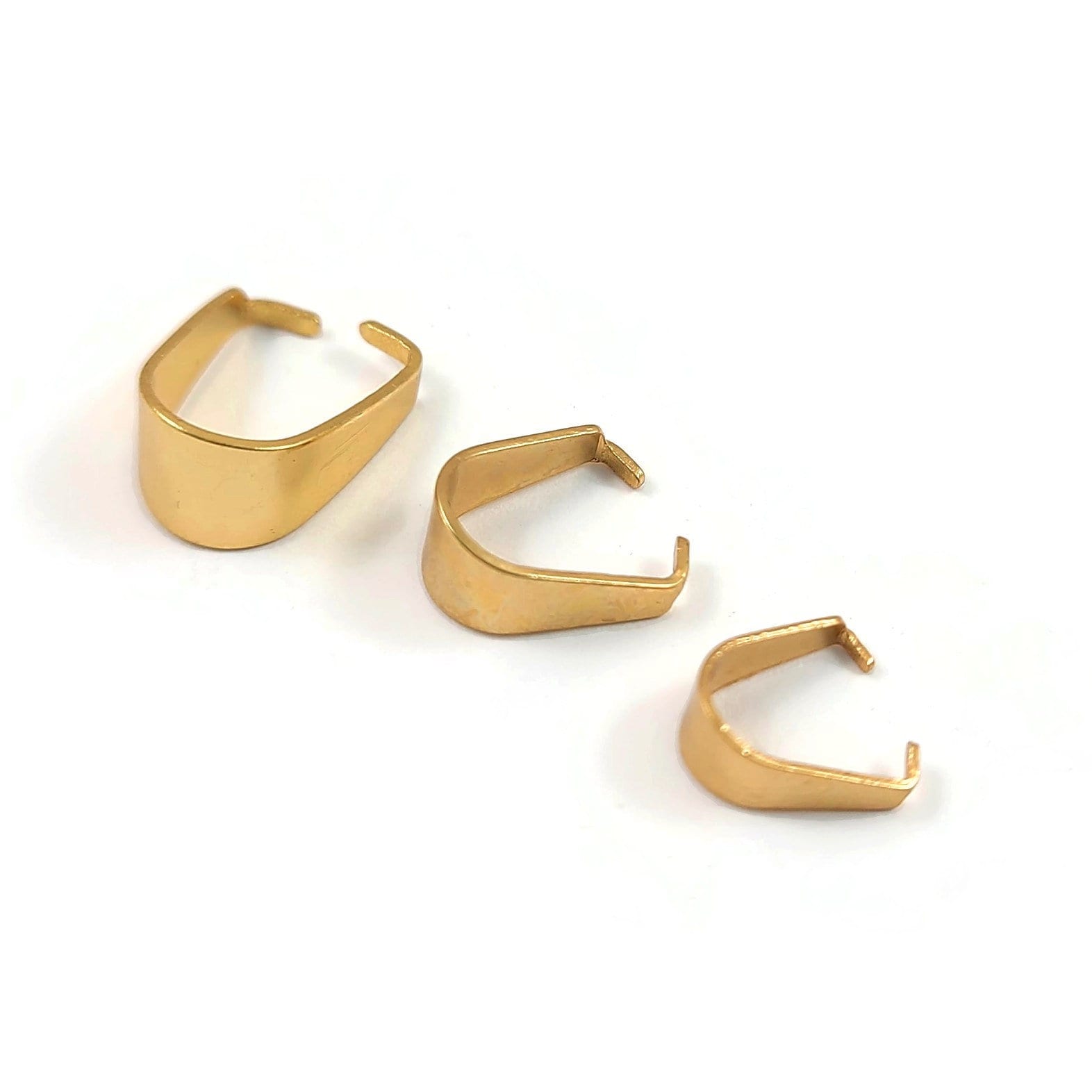 Stainless steel pinch bails, Pendant clip on clasps, Gold, Silver, Tarnish free jewelry findings