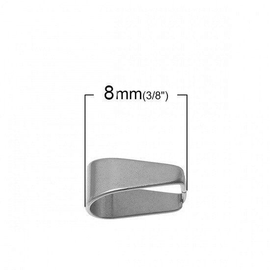 Stainless steel pinch bails, Pendant clip on clasps, Gold, Silver, Tarnish free jewelry findings