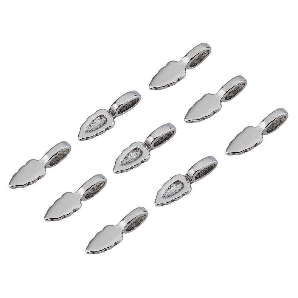 Stainless steel pendant bails, Glue-on flat pad clasps, Tarnish free jewelry findings