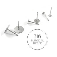 Short earring posts, Hypoallergenic 316 surgical grade stainless steel, 3mm 5mm or 8mm stud earrings findings