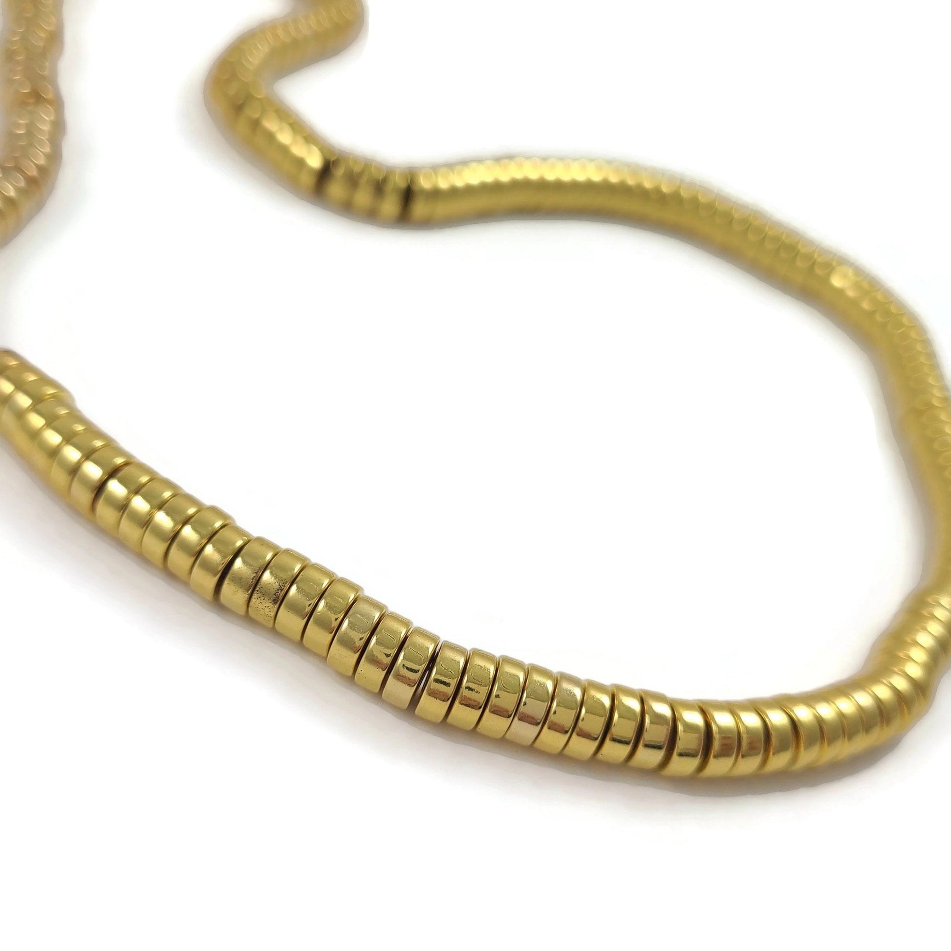 Gold hematite heishi beads, 6mm gemstone rondelle spacer beads, Jewelry making supplies