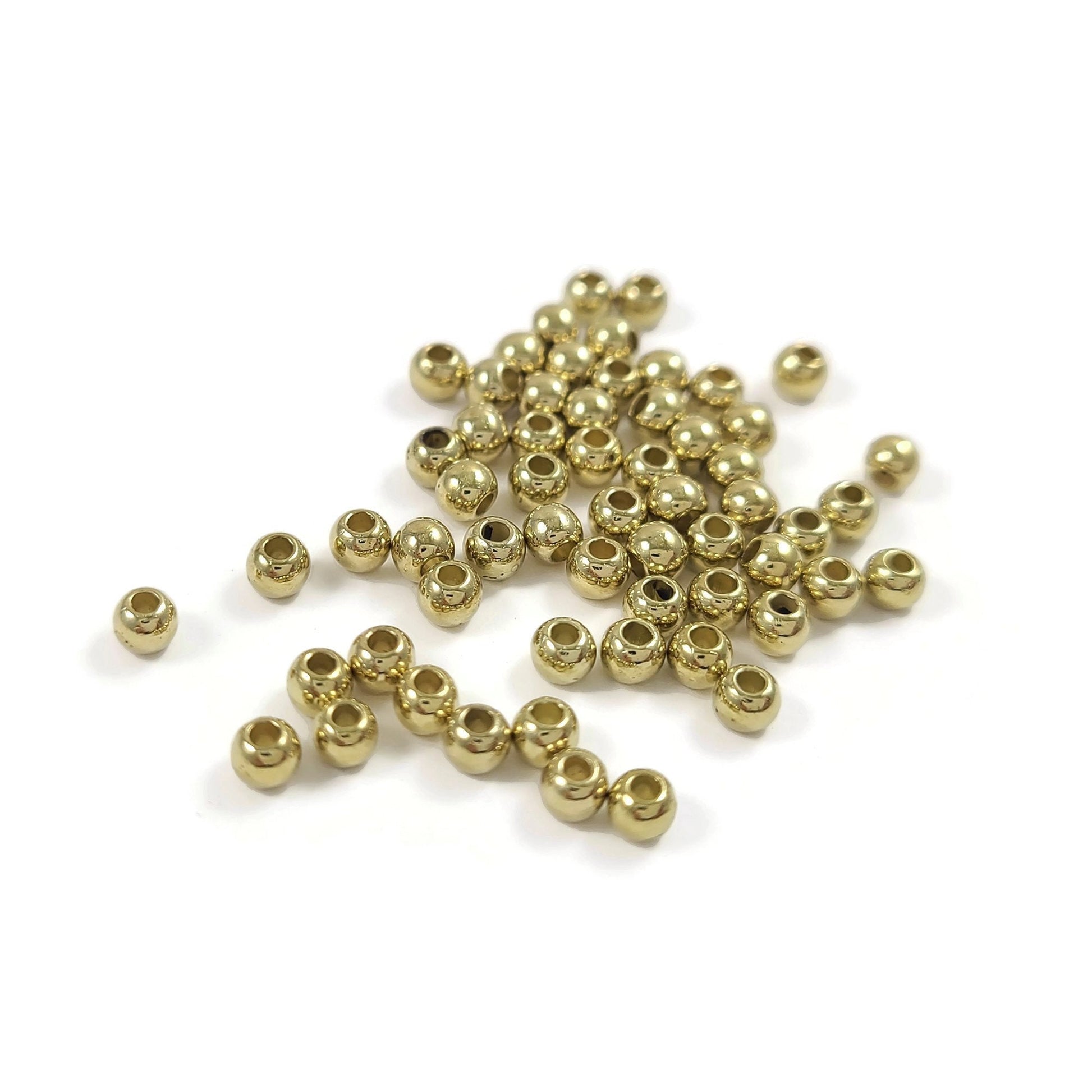 Tiny spacer round beads 3mm, Gold metallic seed bead, Jewelry making plastic beads
