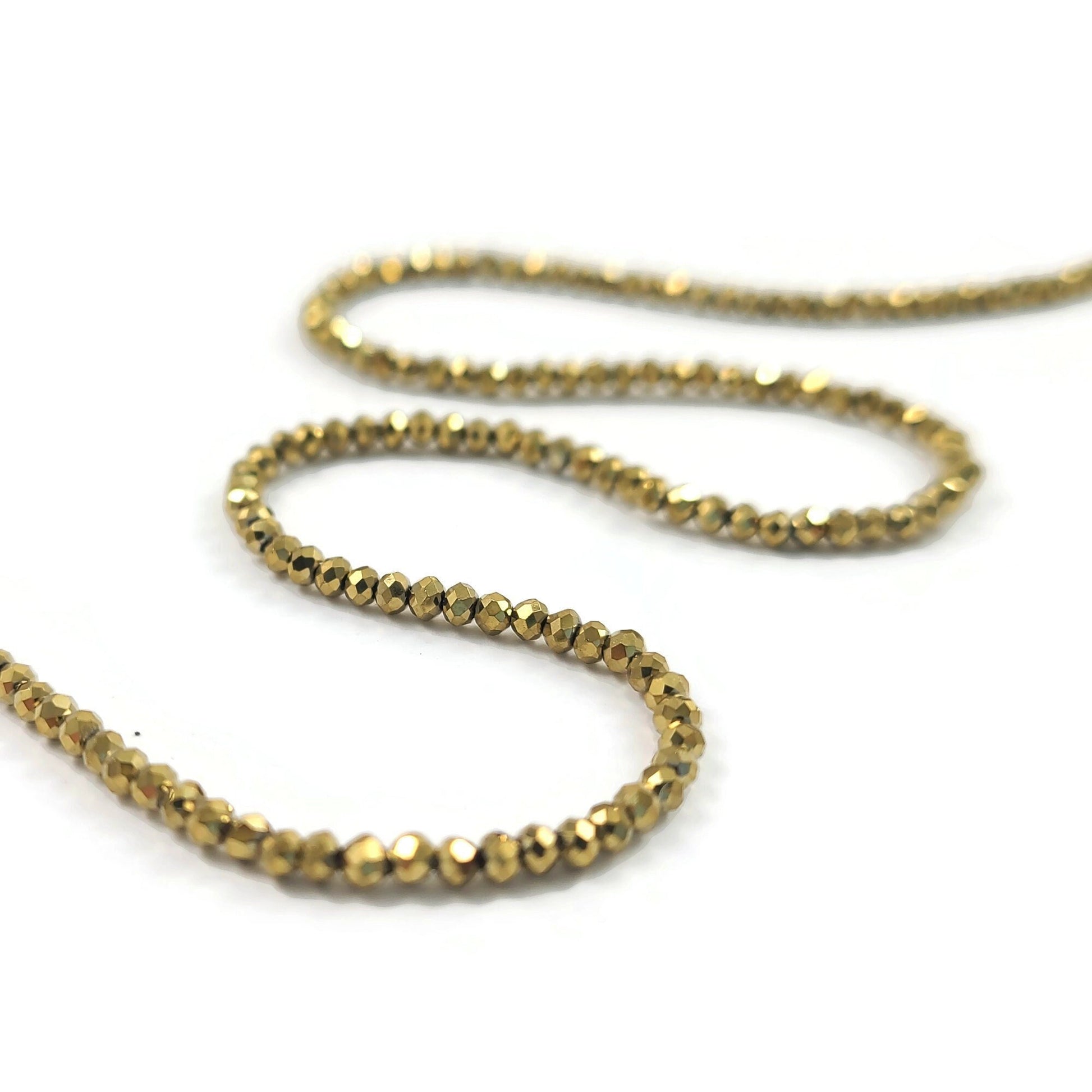 Tiny faceted beads 2mm, Gold metallic seed bead, Jewelry making glass beads