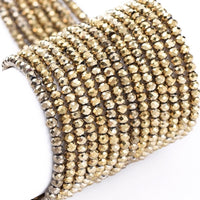 Tiny faceted beads 2mm, Gold metallic seed bead, Jewelry making glass beads