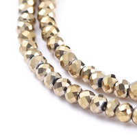 Tiny faceted beads 2mm, Gold metallic seed bead, Jewelry making glass beads