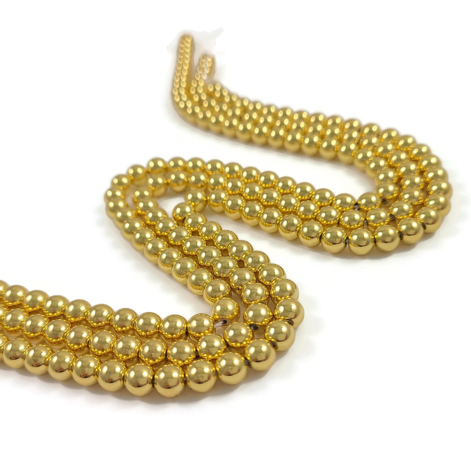 Gold hematite beads, Grade AAA, Long-lasting plated, 4mm, 6mm, Round gemstone beads, Jewelry making supplies