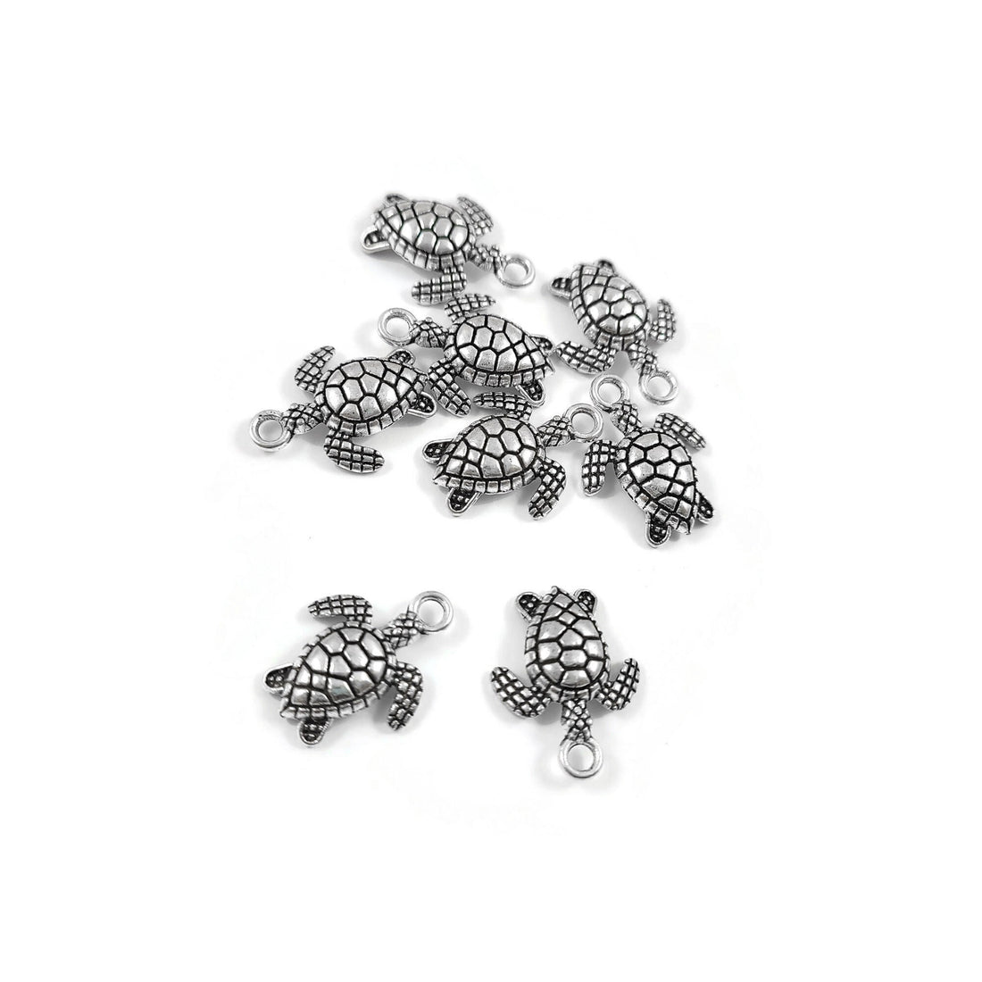 Cute sea turtle charms, 16mm nickel free metal pendants, Hypoallergenic jewelry making