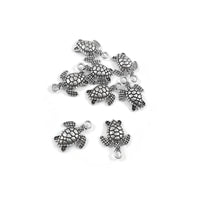 Cute sea turtle charms, 16mm nickel free metal pendants, Hypoallergenic jewelry making