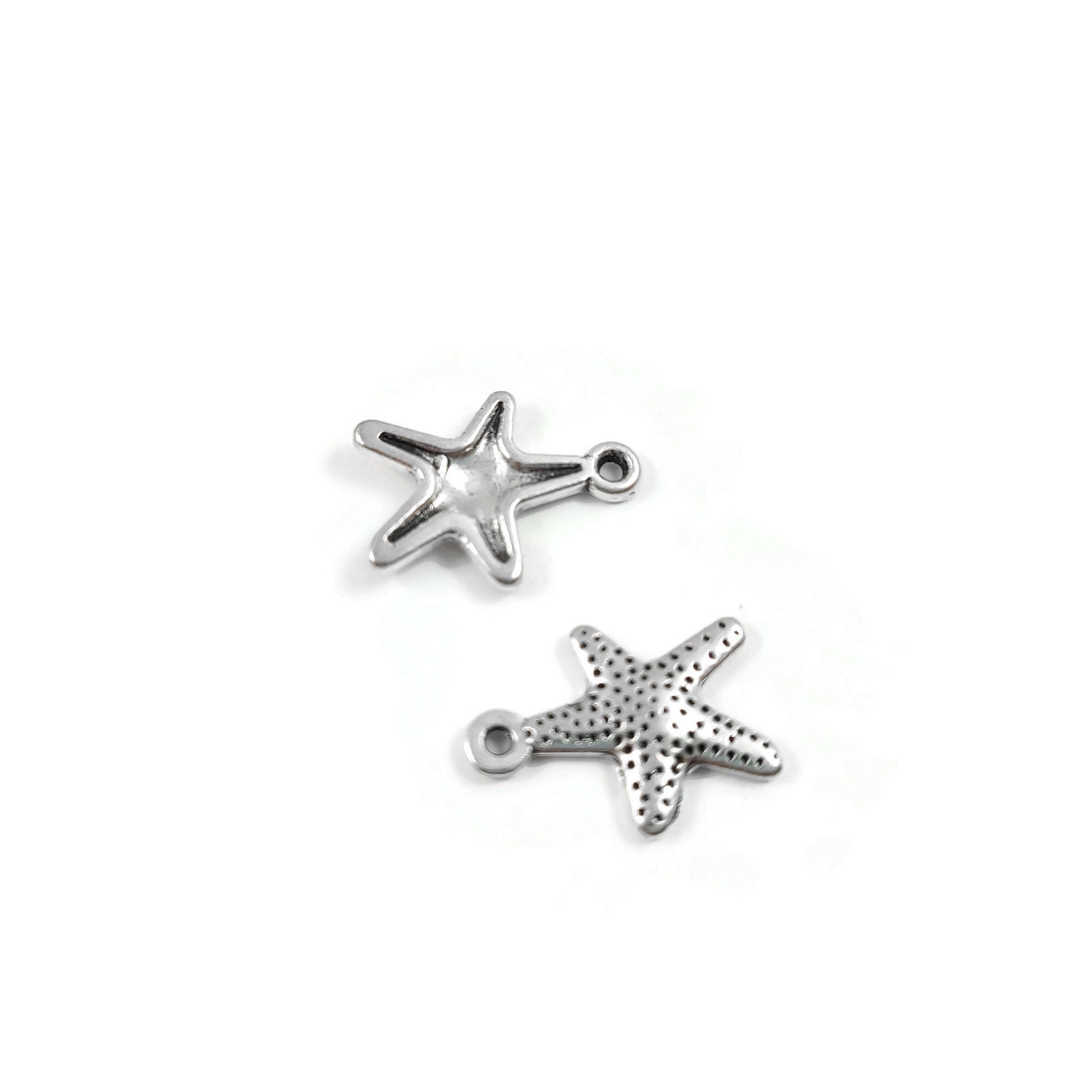 Cute starfish sea star charms, 16mm nickel free ocean pendants, Hypoallergenic nautical jewelry making