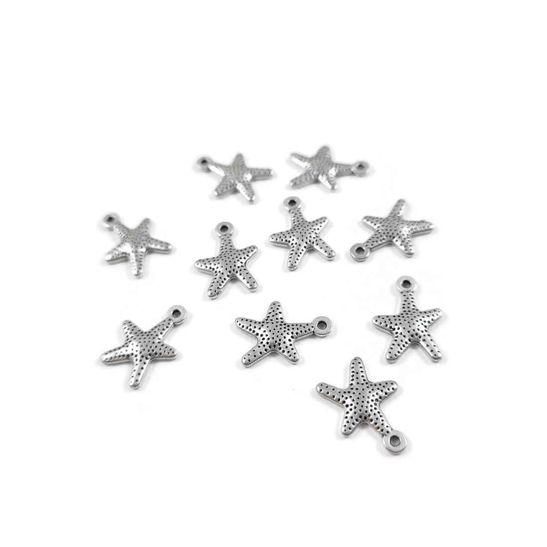 Cute starfish sea star charms, 16mm nickel free ocean pendants, Hypoallergenic nautical jewelry making