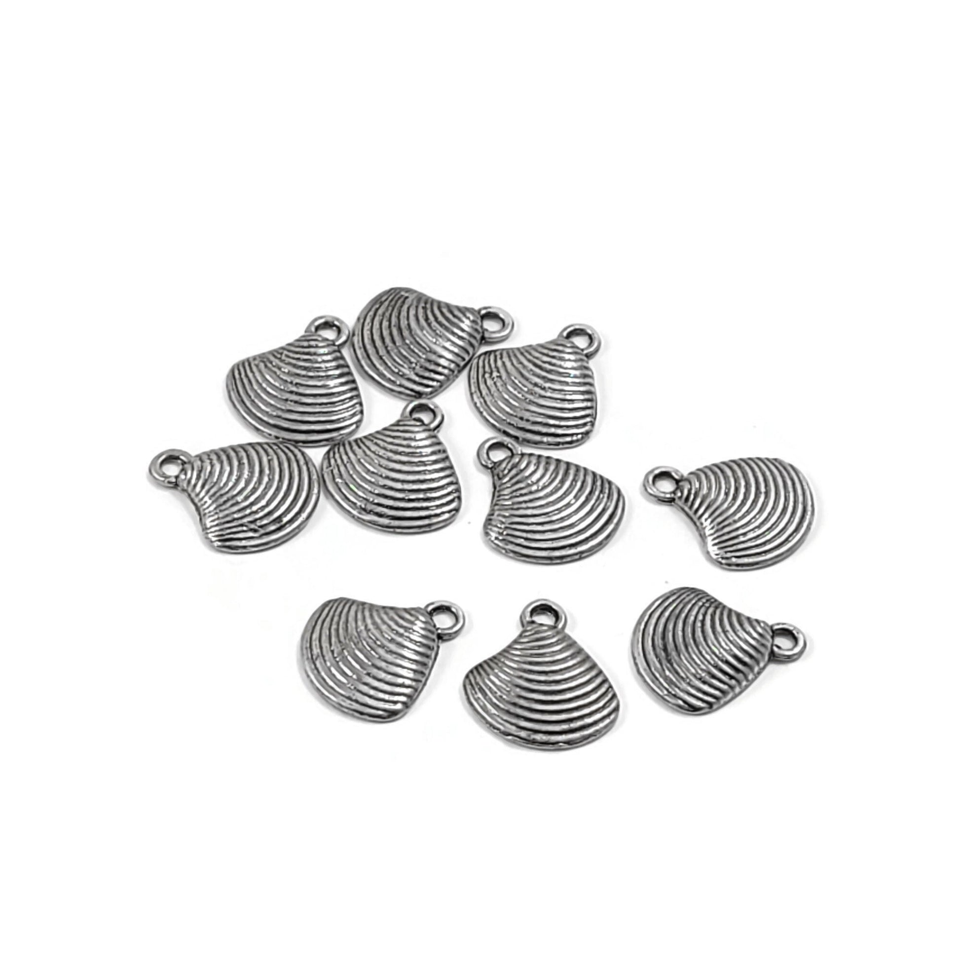 Cute sea shell charms, 15mm nickel free ocean pendants, Hypoallergenic nautical jewelry making