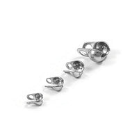 Stainless Steel Bead Tips, 50pcs knot covers, Clamshell crimp cover ends, Tarnish free jewelry making findings