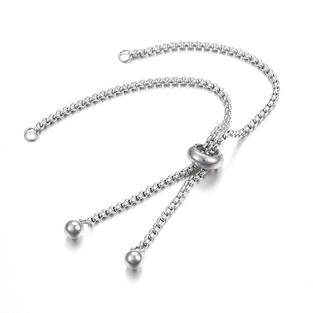 Adjustable chain for slider bracelet making, Stainless steel, Bulk lot, Hypoallergenic jewelry finding supplies