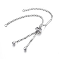 Adjustable chain for slider bracelet making, Stainless steel, Bulk lot, Hypoallergenic jewelry finding supplies