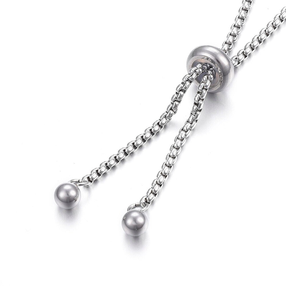Adjustable chain for slider bracelet making, Stainless steel, Bulk lot, Hypoallergenic jewelry finding supplies