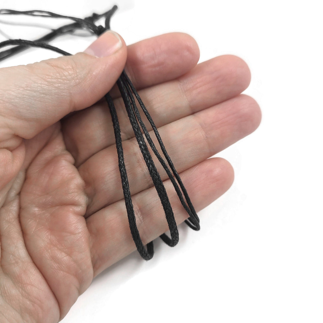 Adjustable cord necklace, Black waxed cotton string, 1mm, 2mm, Jewelry making bulk supplies