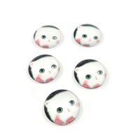 5 Cat glass cabochons, 20mm glass dome cabochon, Jewelry making supplies