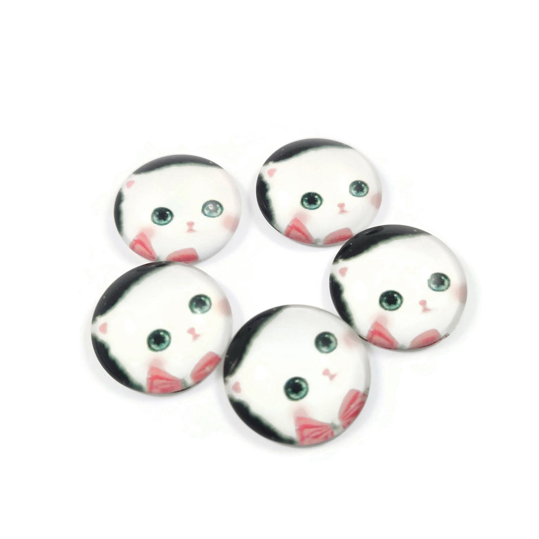 5 Cat glass cabochons, 20mm glass dome cabochon, Jewelry making supplies