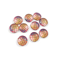 Mermaid glass cabochons, 12mm flat round domed cabochons, Set of 10, Jewelry making