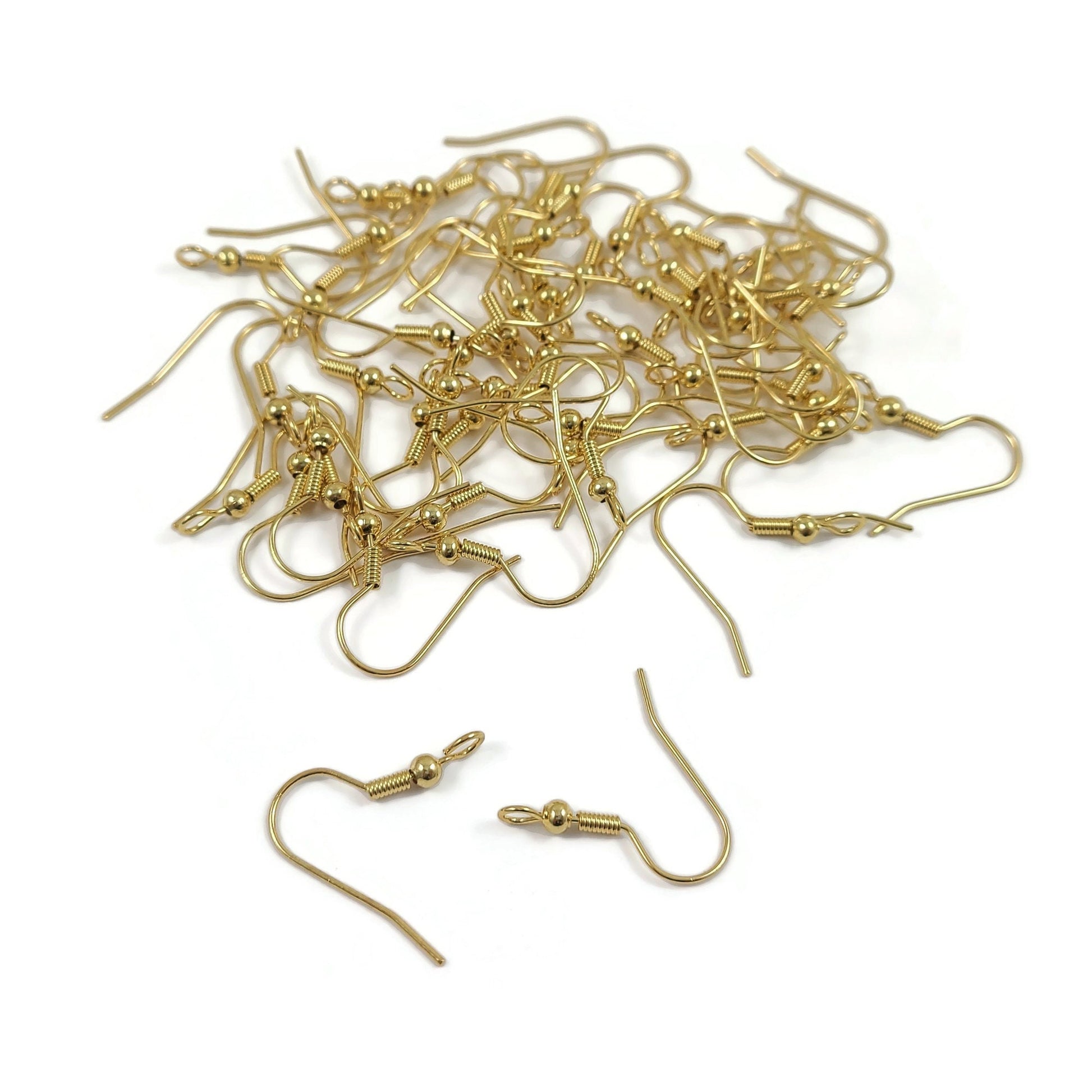 Hypoallergenic earring hooks, Nickel free 18K gold plated ear wire, Front loop