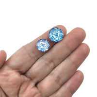 Mixed blue flower glass cabochons, set of 50, White porcelain round dome cabochons, Jewelry making