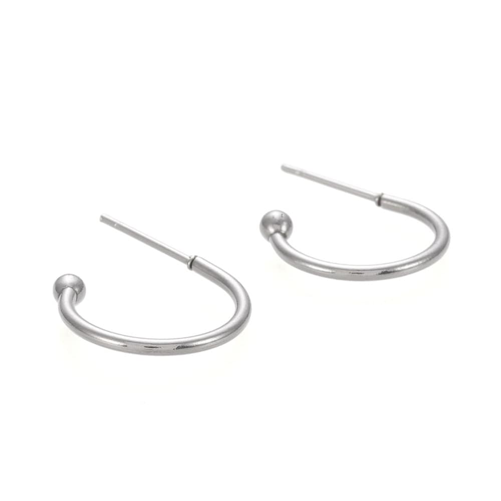 Surgical stainless steel hoops, Silver earring findings, Hypoallergenic jewelry making supplies