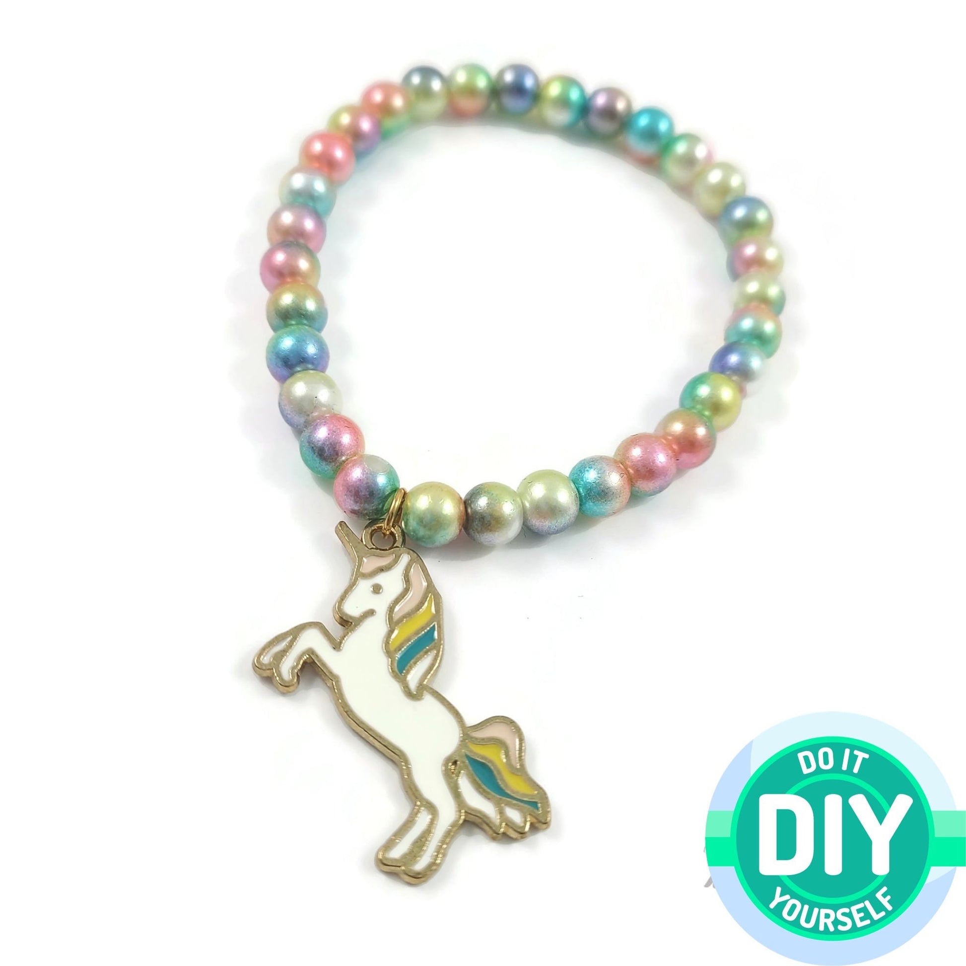 50 rainbow pearly gradient beads, Assorted 6mm plastic beads for jewelry making