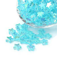 10 transparent pearly heart beads, Aqua turquoise 10mm acrylic beads for jewelry making