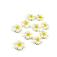 Resin daisy cabochons, Cute white flower embellishments, Flatback cabochons, Bulk pack, Jewelry making supplies