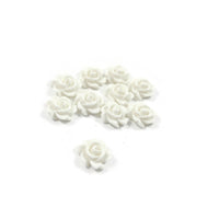 Dainty white flower cabochons, 7mm resin rose embellishments, Flatback earring cabochons, Jewelry making supplies