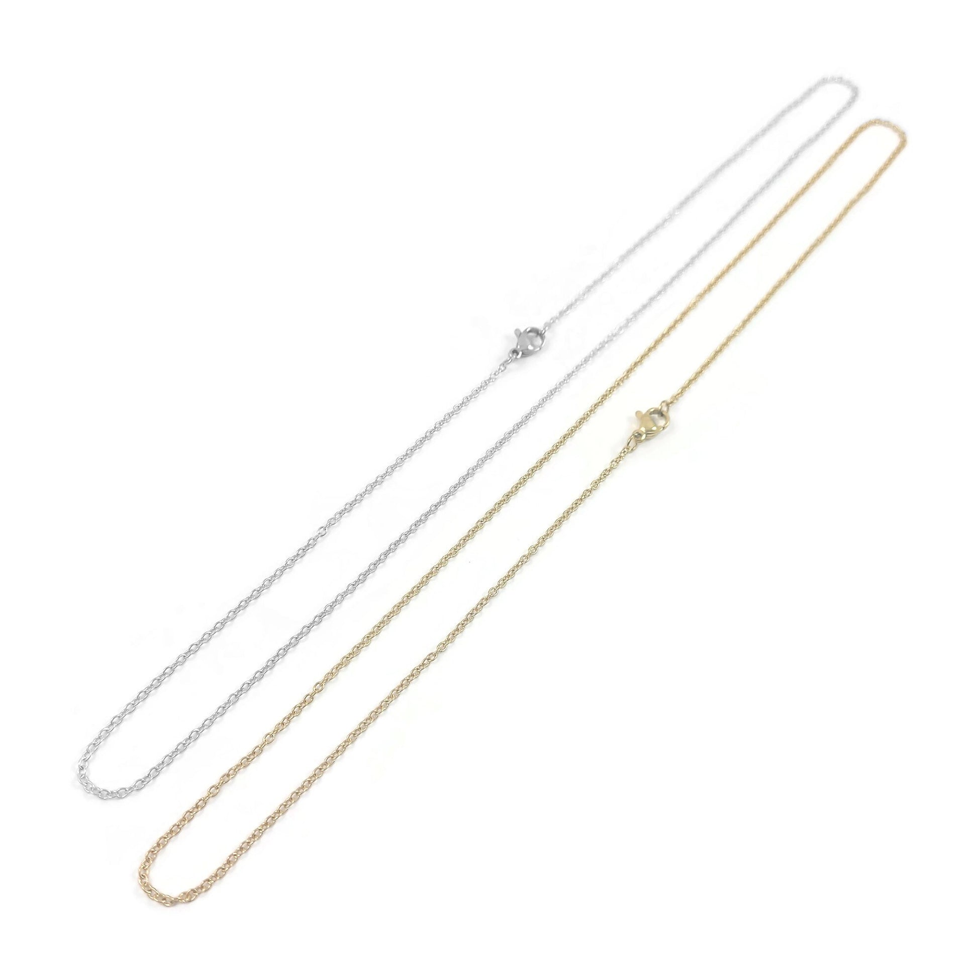 Fine cable chain necklace, Gold plated stainless steel, Bulk lot for jewelry making