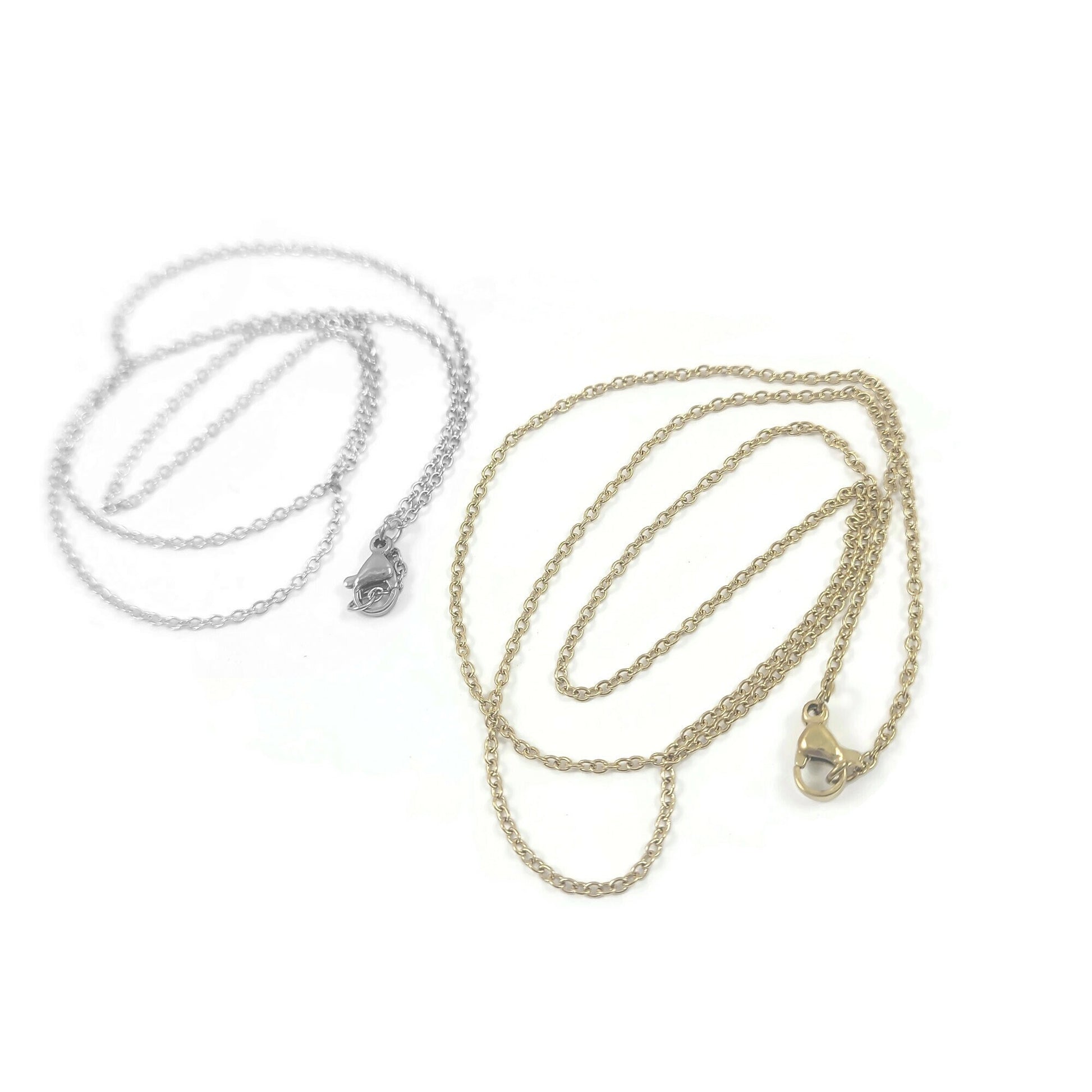 Fine cable chain necklace, Gold plated stainless steel, Bulk lot for jewelry making