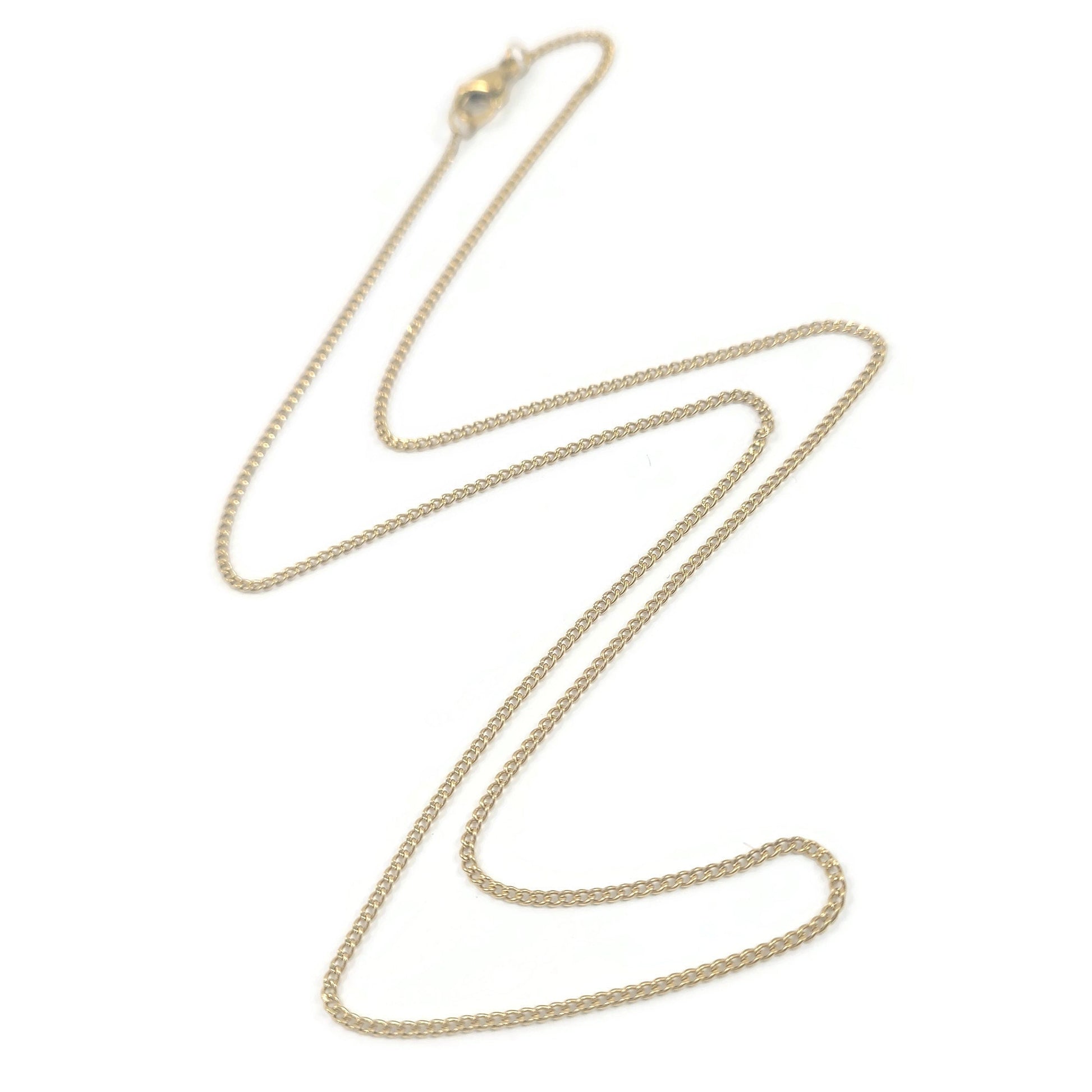 Fine curb chain necklace, Gold plated stainless steel, Bulk lot for jewelry making
