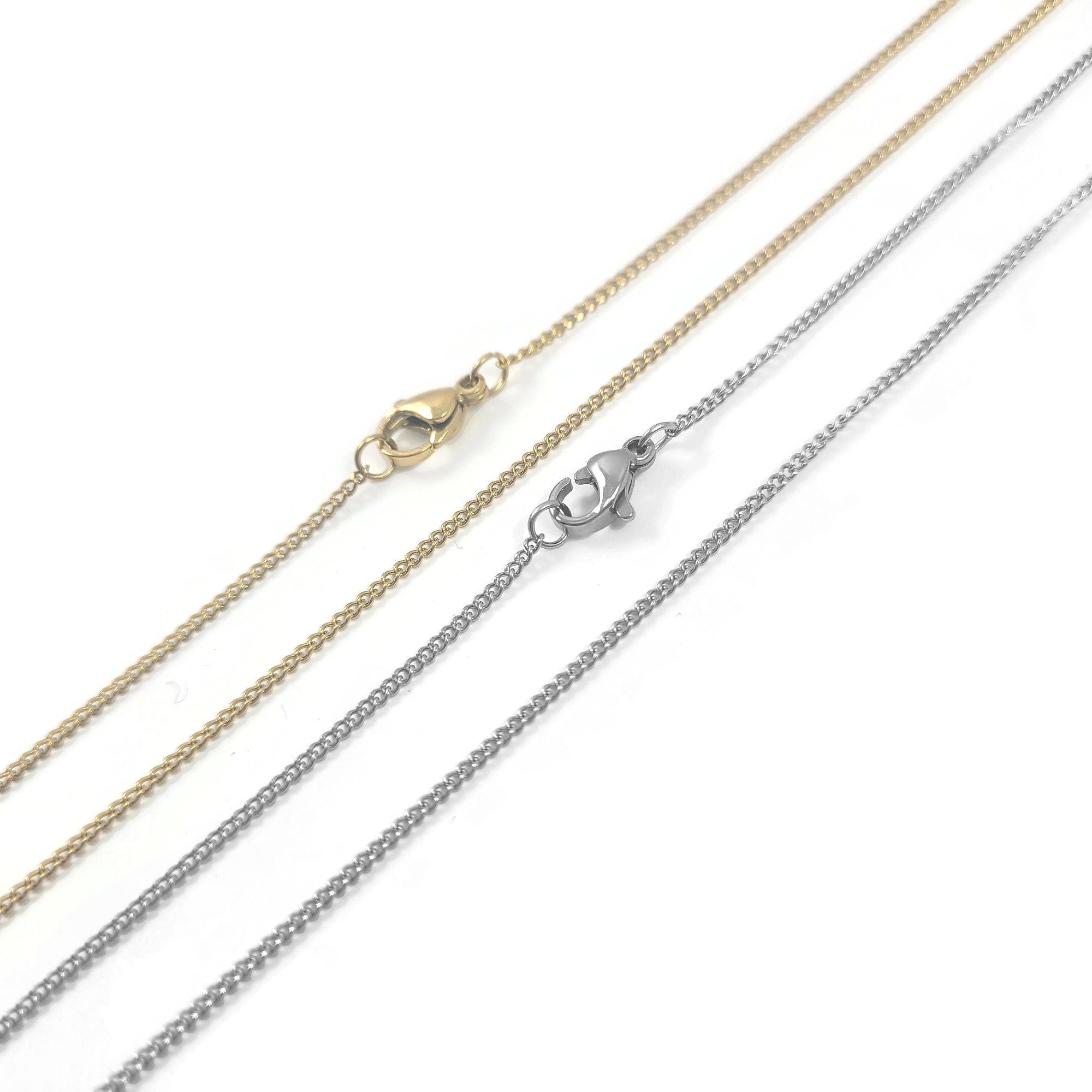 Fine curb chain necklace, Gold plated stainless steel, Bulk lot for jewelry making