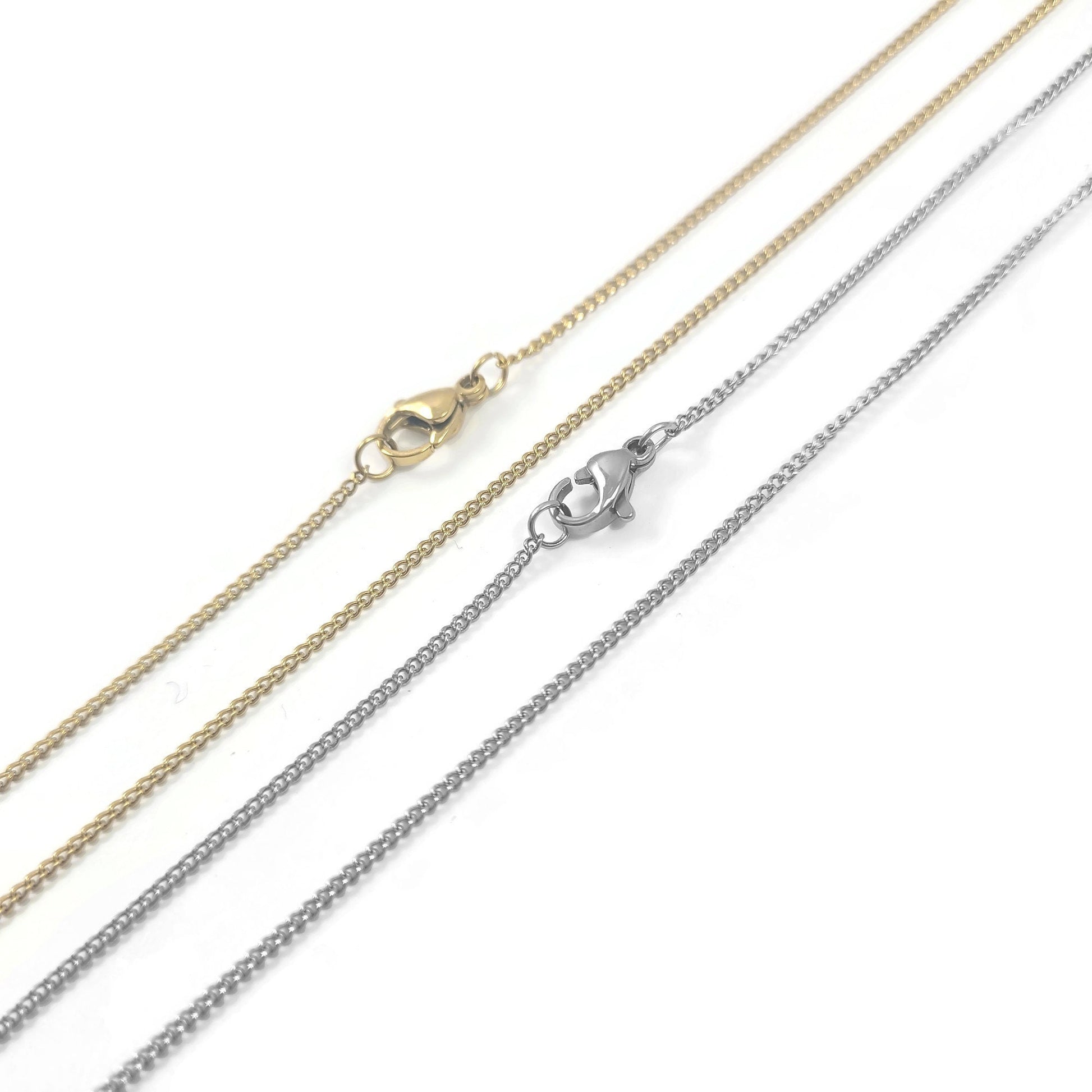 Fine curb chain necklace, Gold plated stainless steel, Bulk lot for jewelry making