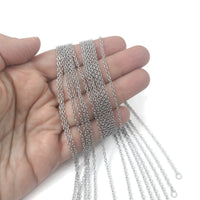 Cable chain necklace, Silver stainless steel, Bulk lot for jewelry making, 20 inches, 22 inches