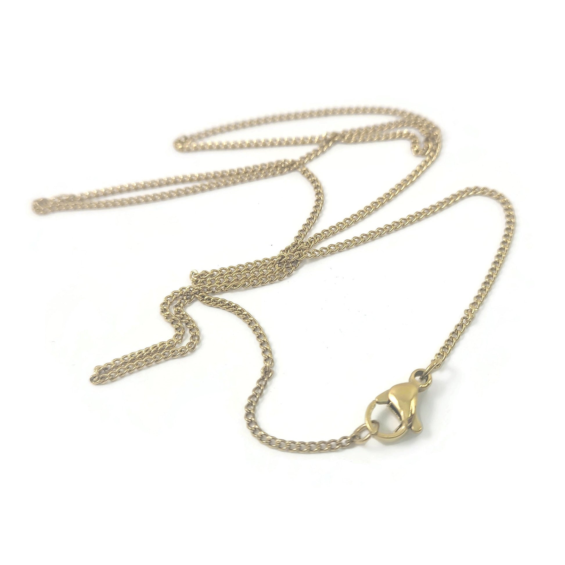 Fine curb chain necklace, Gold plated stainless steel, Bulk lot for jewelry making